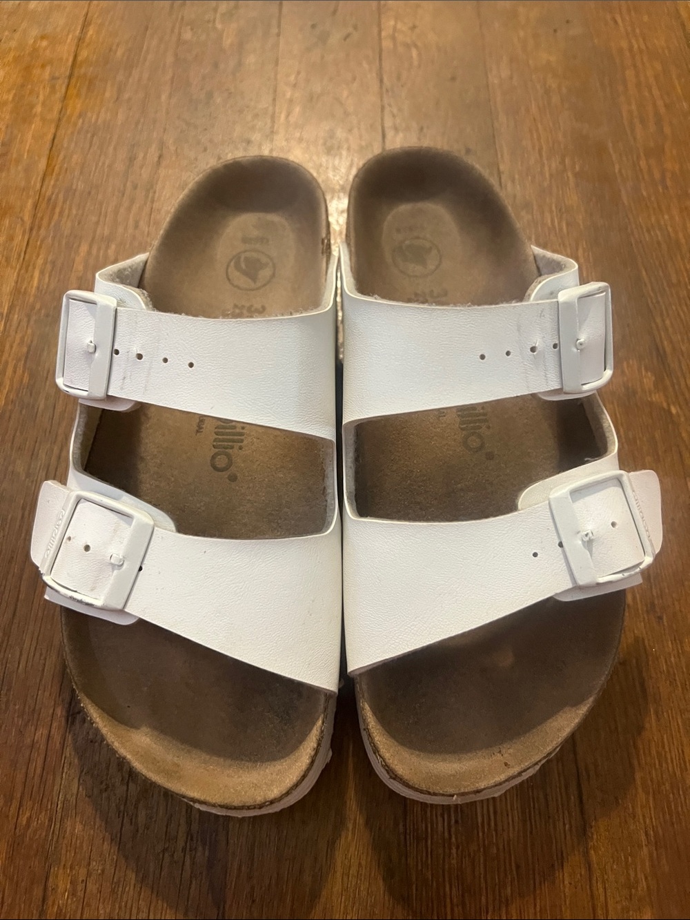 Papillio woman white Double-Strap Buckle Sandals